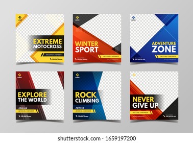 Extreme sport social media banner template collection