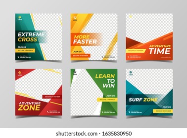 Extreme sport square banner template. Promotional banner for social media post, web banner and flyer