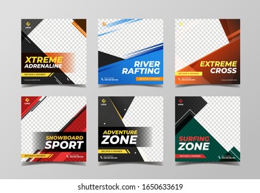 Extreme sport square banner template. Promotional banner for social media post, flyer and web banner