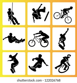 Extreme Sport And Summer Activities Icon Set, Vector Set