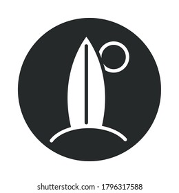 extreme sport surfboard equipment active lifestyle block and flat icon vector illustration