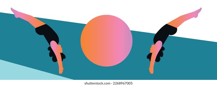 Extreme sports background. Pool swimming. Creative illustration for poster, web, landing, page, cover, ad, greeting, card, promotion. Eps 10 vector.