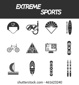 Extreme sports icon set