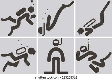 Extreme sports icon set - diving icon