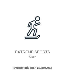 Extreme sports icon. Thin linear extreme sports outline icon isolated on white background from user collection. Line vector sign, symbol for web and mobile