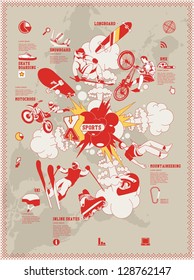 Extreme Sports Info Graphic Elements,vector Sport Background