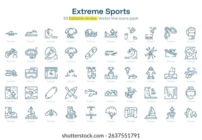 Extreme Sports line icon pack. Extreme Sports Stroke icon set. Editable Stroke icon