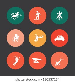 extreme sports over dark  background vector illustration