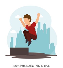 extreme sports parkour design isolated