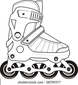 Extreme Sports Roller Skates of contour - isolated vector illustration.