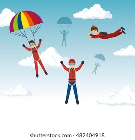 extreme sports skydiving design isolated