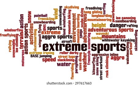 Extreme sports word cloud concept. Vector illustration