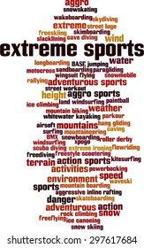 Extreme sports word cloud concept. Vector illustration