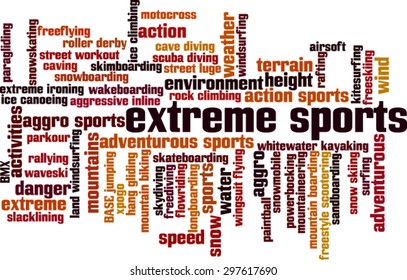 Extreme sports word cloud concept. Vector illustration