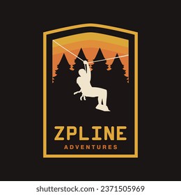 Extreme sports Zipline logo design modern vector illustration