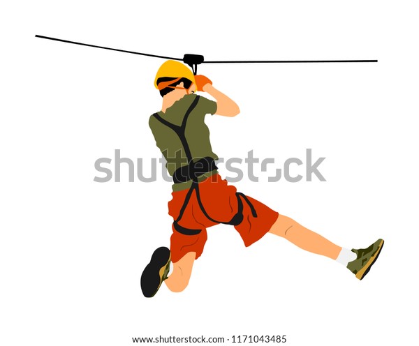 極端なスポーツマンがロープを持って降りた 白い背景に人が登る