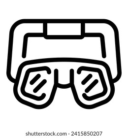 Vector de contorno de iconos de gafas de turismo extremo. Trayecto deportivo de supervivencia. Río pico