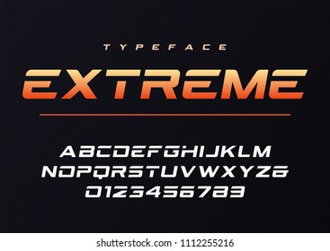 Extreme trendy futuristic and sports font design, alphabet, typeface, typography.