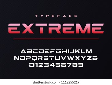 Extreme trendige futuristische und sportliche Schriftart Design, Alphabet, Schrift, Typografie.