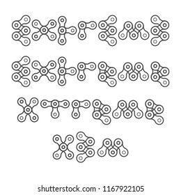 Extreme Typography Made of Bike or Bicycle Chain. Vector Illustration. Different Variants for Bike Show, Contests and Other Events. T-Shirt Print Design.
