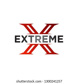 extreme vector logo design. consisting of a extreme logotype on letter X. 