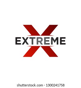 extreme vector logo design. consisting of a extreme logotype on letter X. 