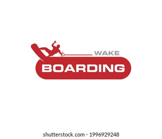 Logo-Vorlage für Wakeboarding-Wakeboards mit Text auf der Karte