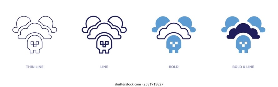 Icono de Clima extremo en 4 estilos diferentes. Línea delgada, línea, negrita y línea negrita. Estilo duotono. Trazo editable.