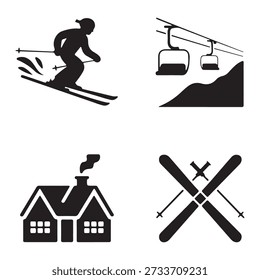 Extreme winter ski action icon emphasizing motion and thrill