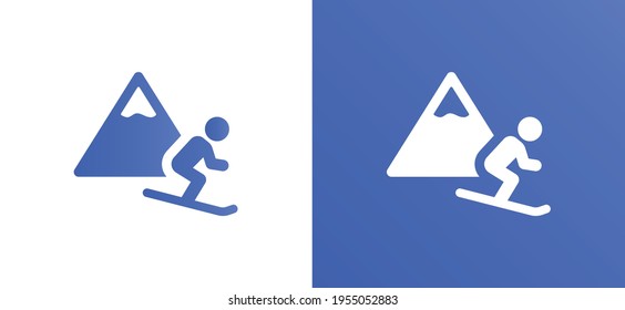 Extreme winter sports icon. Man skiing downhill vector illustration.