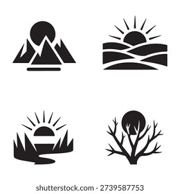 Extreme winter sun and ice silhouette for cold weather symbol
