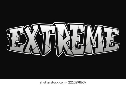 Letras de estilo grafiti de palabra extrema.Ilustración del logo del doodle dibujado a mano por vectores. Divertidas letras extremas geniales, moda, estampado estilo graffiti para camiseta, afiche