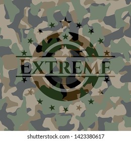 Extreme written on a camo texture. Vector Illustration. Detailed.