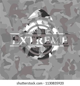 Extreme written on a grey camouflage texture