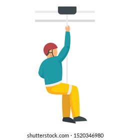 Extreme Zip Line Icon. Flat Illustration Of Extreme Zip Line Vector Icon For Web Design