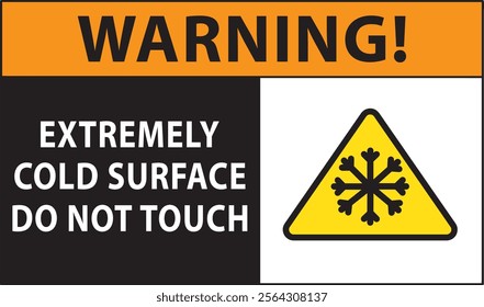 Extremely cold surface do not touch safety sign notice vector