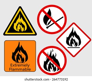 Extremely Flammable Burning Fire Sing Bonfire Stock Vector (Royalty ...