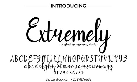Extremely Font Pincel elegante pintado con letras mayúsculas de Vector, alfabeto, tipografía