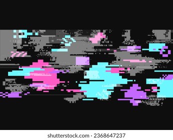 Extremely Glitched Effects Particles with Neon Colors, Abstract Background