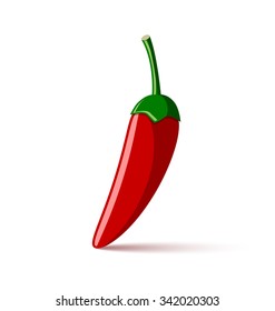 Extremely hot red chilli pepper placed on white background