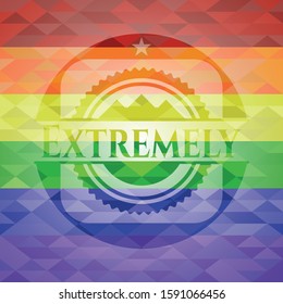 Extremely on mosaic background with the colors of the LGBT flag