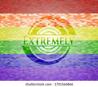 Extremely on mosaic background with the colors of the LGBT flag