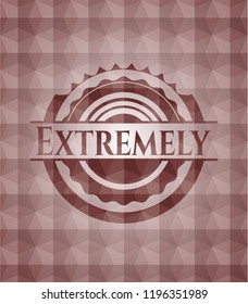 Extremely red emblem with geometric background. Seamless.