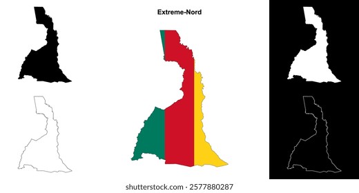 Extreme-Nord region outline map set