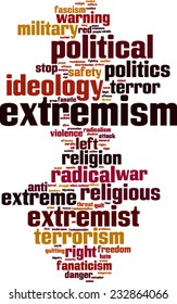 Extremism word cloud concept. Vector illustration