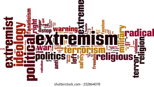 Extremism word cloud concept. Vector illustration