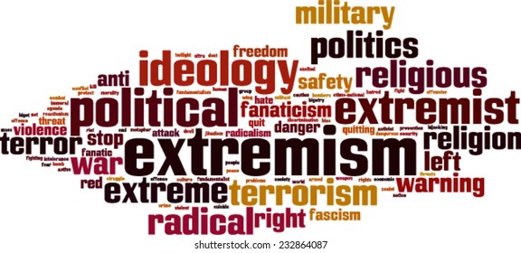 Extremism word cloud concept. Vector illustration