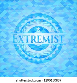 Extremist realistic light blue mosaic emblem