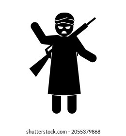 extremist terrorist fighter, pictogram icon