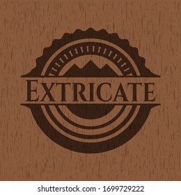 Extricate realistic wood emblem. Vector Illustration.